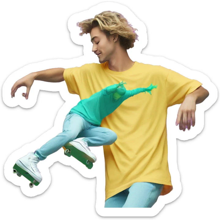 Vaporwave person dancing Skater fashion aesthetic baggy clothes graphic t shirt 420 sticker