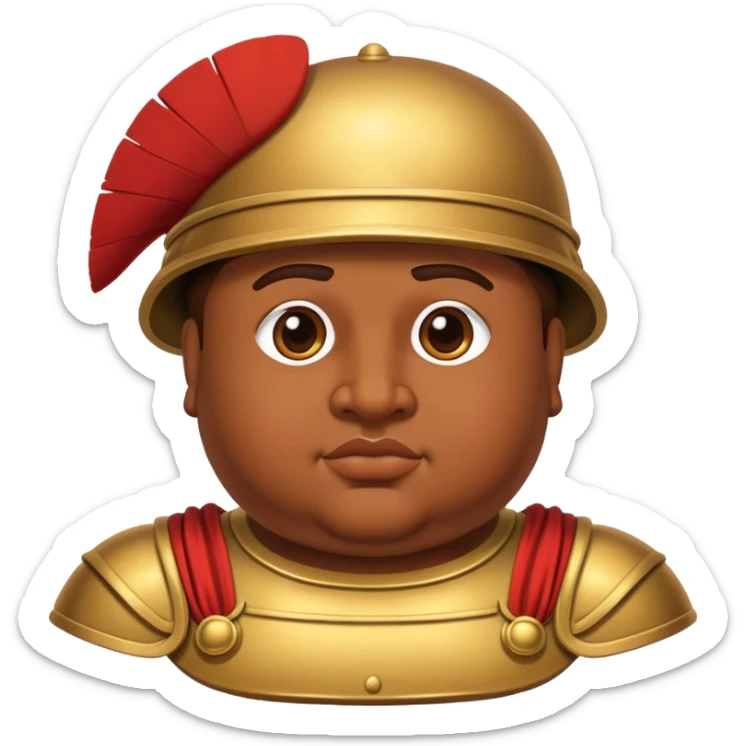 Cinematic Realistic Botero Bronze Roman fat Soldier Emoji. sticker