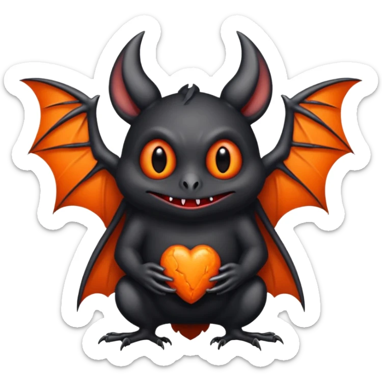 Monstre a corp craquelé fait de lave avec des ailes de chauve-souris et un tête de pierre carbonisé avec une mâchoire carré  sticker