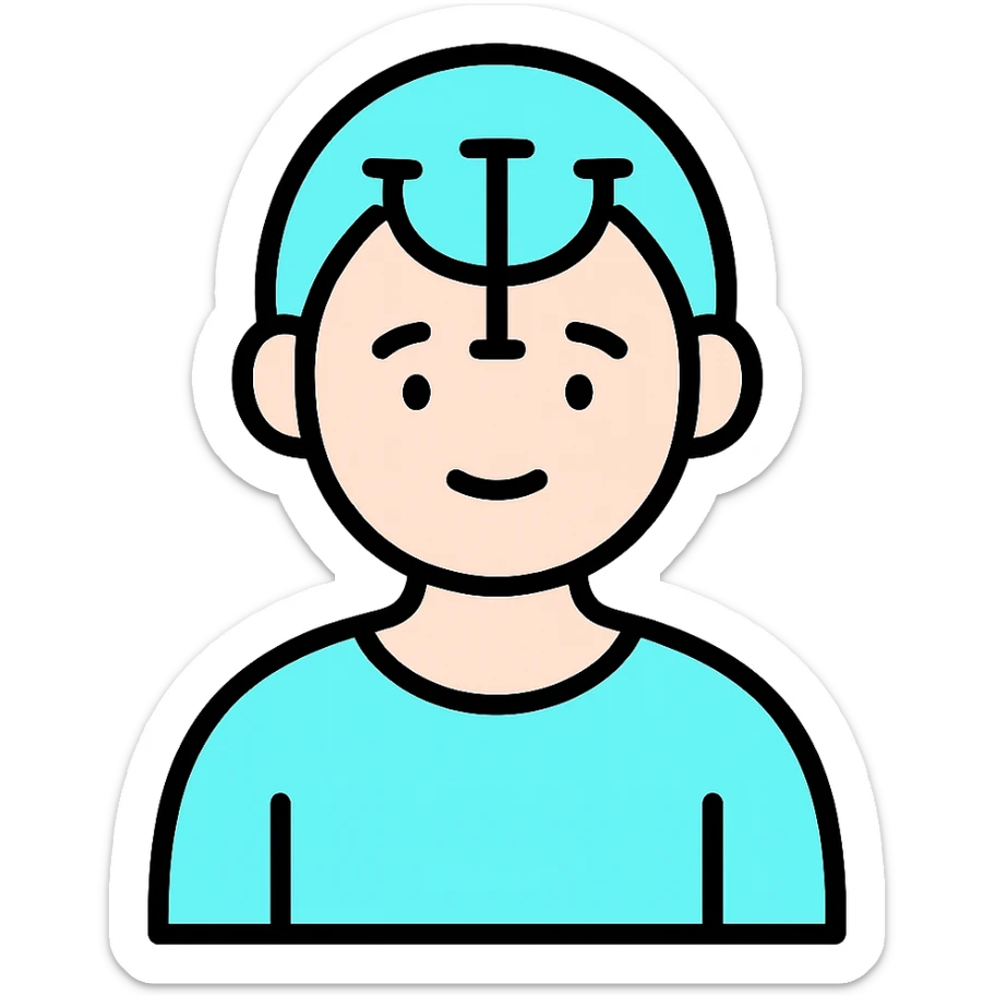 Discord role icon for 'pacientas' patient of a psychiatric clinic, #6fe8f3 color, soft friendly look, simple face or figure, easy to recognize at small size sticker