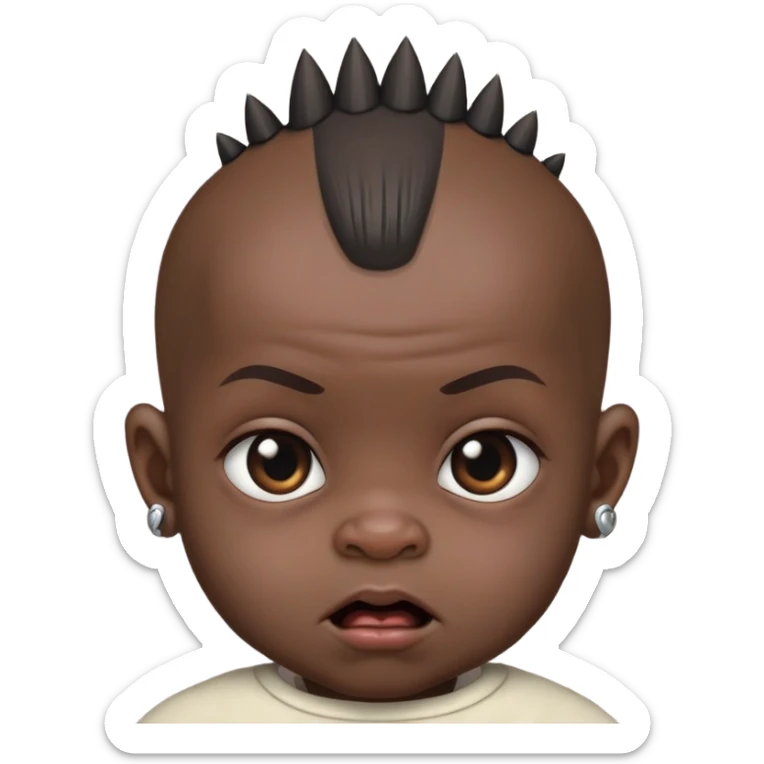 i want an extremely pitch balck baby with a mohawk in the center amd bald from the sides and make sure to make him really really ugly like extremely ugly sticker