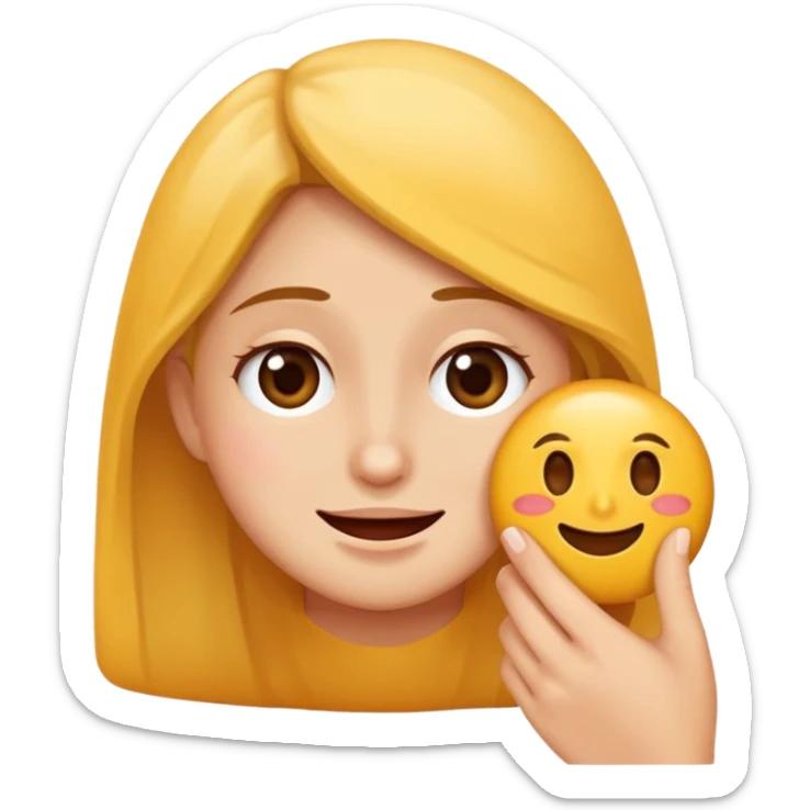 Quiero una persona sosteniendo una carita feliz y que la cara este triste sticker