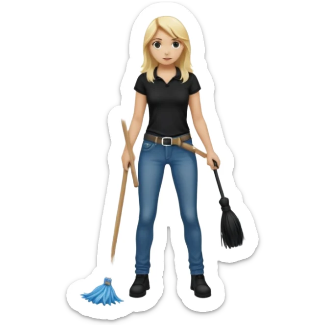 Bdsm male dominant wearing jeans black T-shirt and holding a flogger watching from outside blonde long hair sub with a collar showering with suds all over her sticker