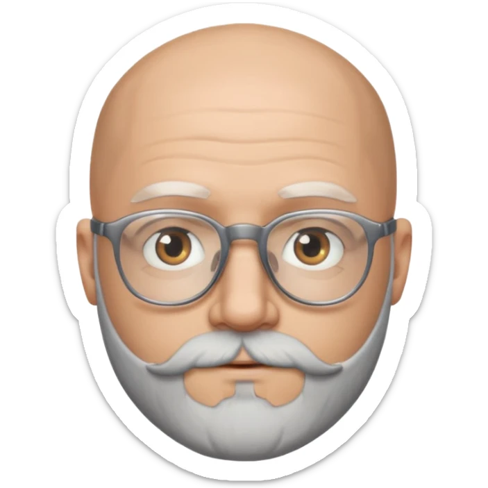 Hola... Quisiera crear un emoji de un pelado blanco con lentes y barba, aproximadamente de 40 años, quiero aclarar, que no tiene canas sticker