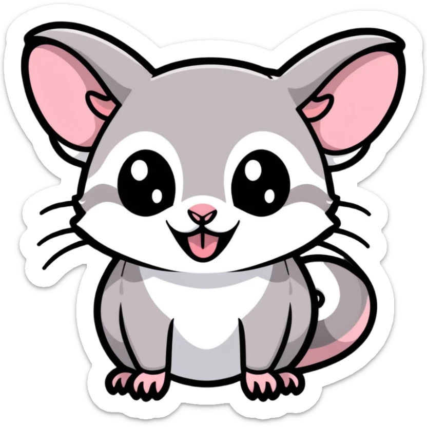 cute sugar glider head only, tongue out, classic emoji style, bright and playful sticker