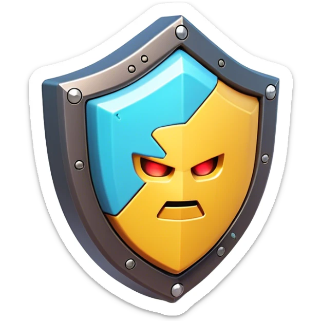 Clash of Clans aesthetic: Cinematic Playful 3D Isometric Energy Shield Emoji, rendered in a 3D vector-style similar to standard emojis with minimal shading and bold, simplified shapes. A compact, distinct form with signature details, softly glowing with a futuristic sci-fi warfare charm. Simplified yet unmistakably iconic, highly detailed and consistent, glowing with a soft radiance and high shine. Stylized with a touch of high-tech brilliance and a soft glowing outline, capturing the essence of a beloved gaming relic with a friendly, playful manner! sticker