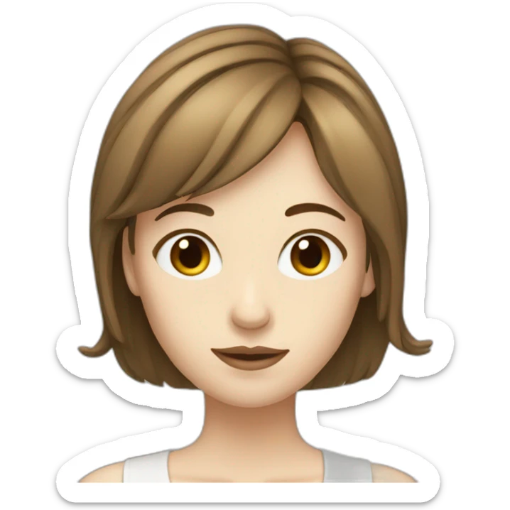 pale woman with brown hair and side bangs sticker