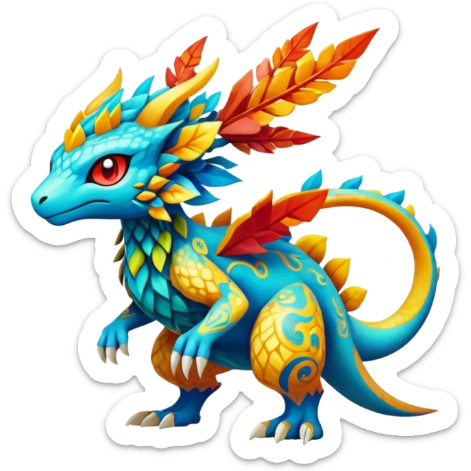 Elemental Exotic Colorful Fantasy Pokémon-Fakémon-hybrid-creature (full body) sticker
