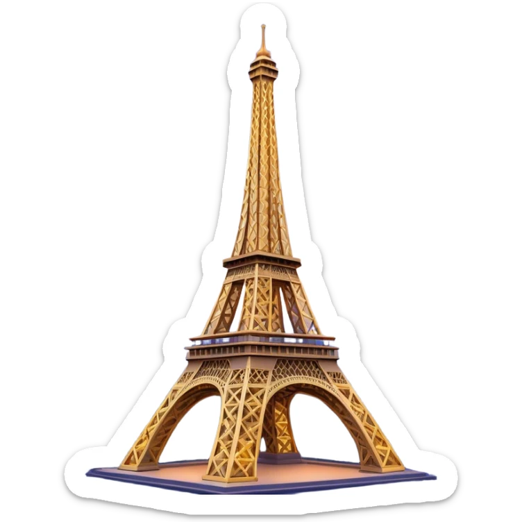 Cinematic Realistic Eiffel Tower Landmark Emoji, depicted with the iconic iron lattice structure against a twilight sky rendered with dramatic, luminous lighting and intricate detail. sticker