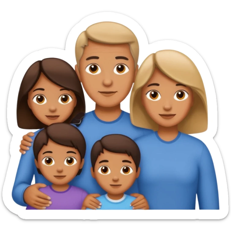 emoji of a family of 5: one adult, four children sticker