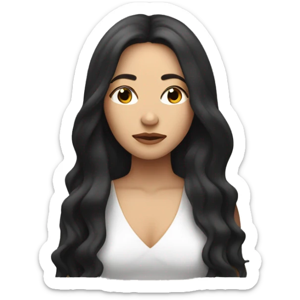 light-skinned woman with dark long hair exhales and closes her eyes sticker