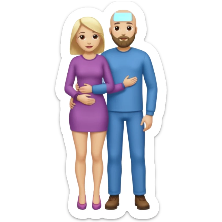 Bald Man with a beard having sex with a blonde woman full body sticker