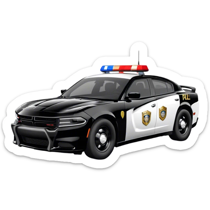 Police Car - Dodge Charger Pursuit (Model Year: 2022) (Iconic colour: Black and white) sticker