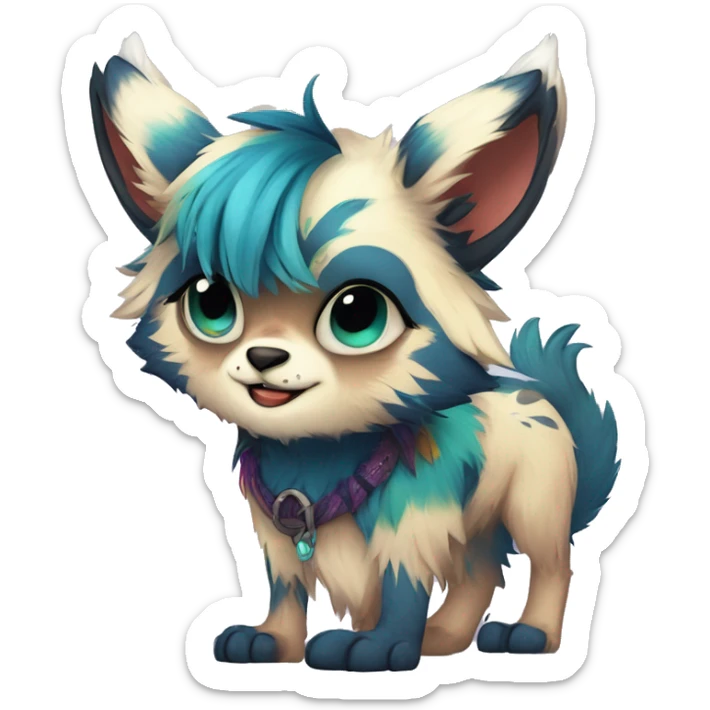 Cool cute Kawaii edgy colorful fantasy animal fursona by griffsnuff & LiLaiRa & Falvie full body sticker