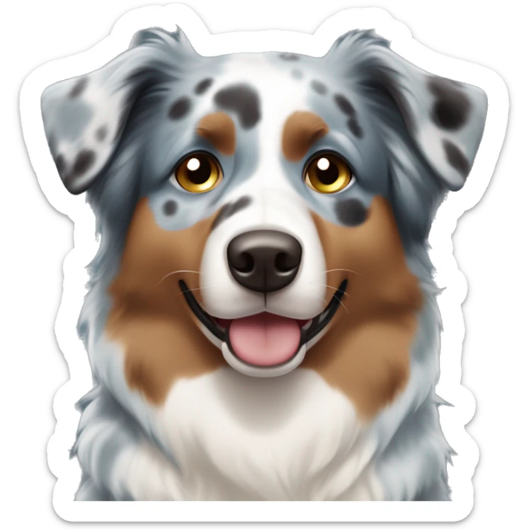 Blue meral Australian shepherd dog with two brown spots above eyes and 1 blue eye and 1 half brownish green half blue eye  sticker