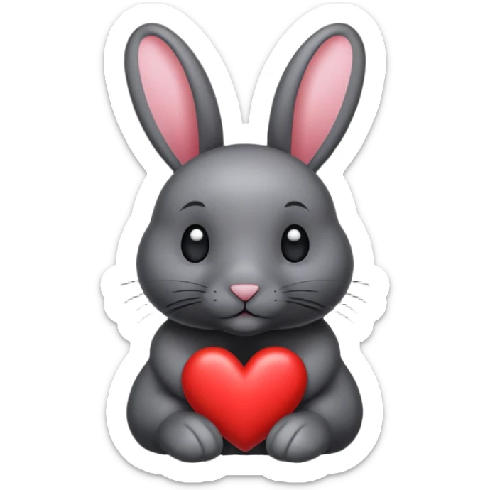 Lapin noir avec des cœur  sticker