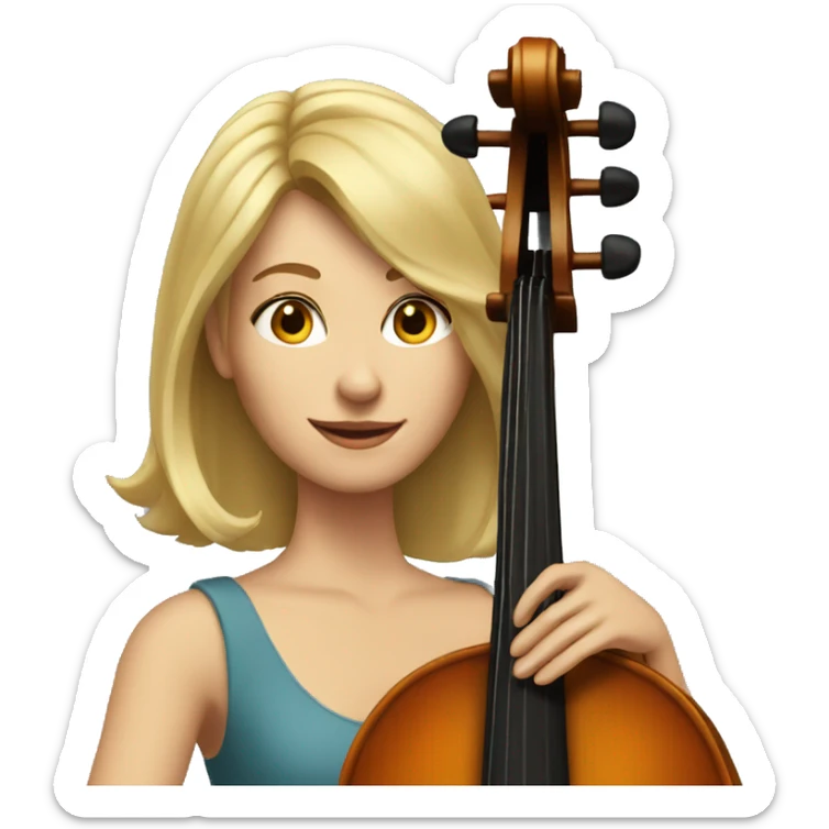woman with neck length cropped blonde hair playing cello  sticker