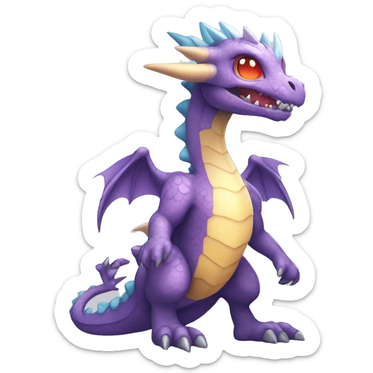 Kawaii Edgy Bright Ethereal Fantasy Dragon Pokémon Fakemon full body sticker
