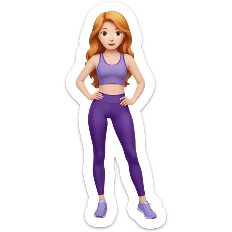Strawberry blonde woman in purple leggings  sticker
