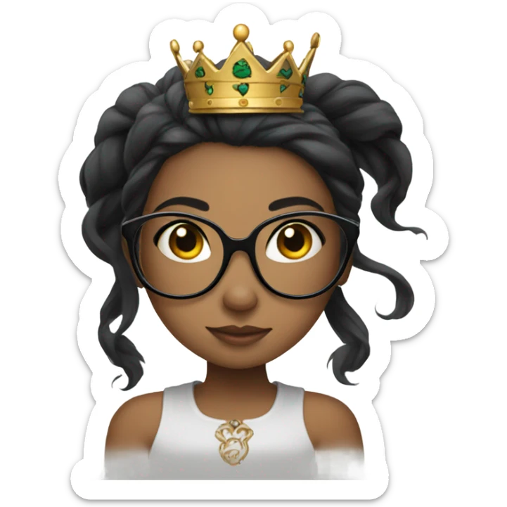 Girl with glasses,wearing a crown and long black hair and tattoos  sticker