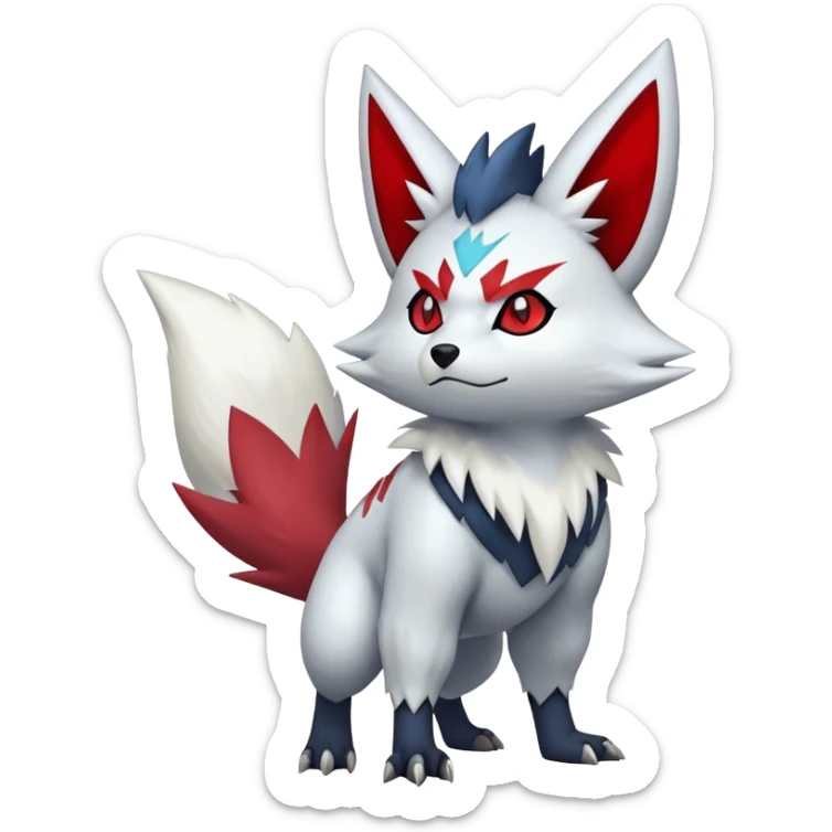 Epic Shiny Cool Edgy Zangoose-Zorua-Pokemon-fakemon-hybrid-animal Full Body  sticker