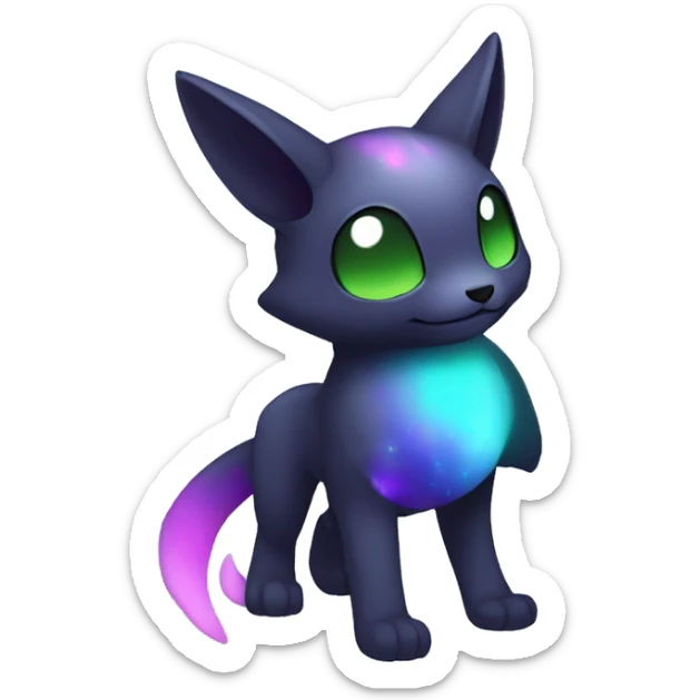 Cute cool black nebula green blue purple pink animal hybrid Fakemon full body sticker