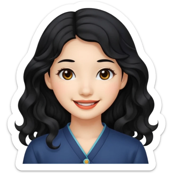 Beautiful girl,Black hair,wavy hair，long hair,Black eyes,Chinese sticker