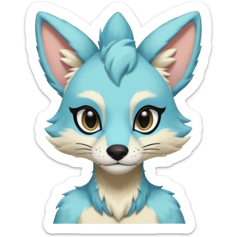 smooth soft pastel modern anthro furry vernid-trico-Protogen-Primagen-hybrid fursona by Falvie, LiLaiRa, AngieWolf sticker