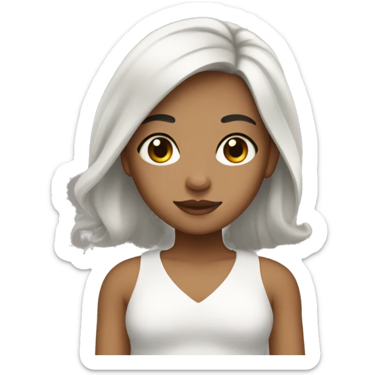A girl with skin tone white black hair and name is kadambari sticker