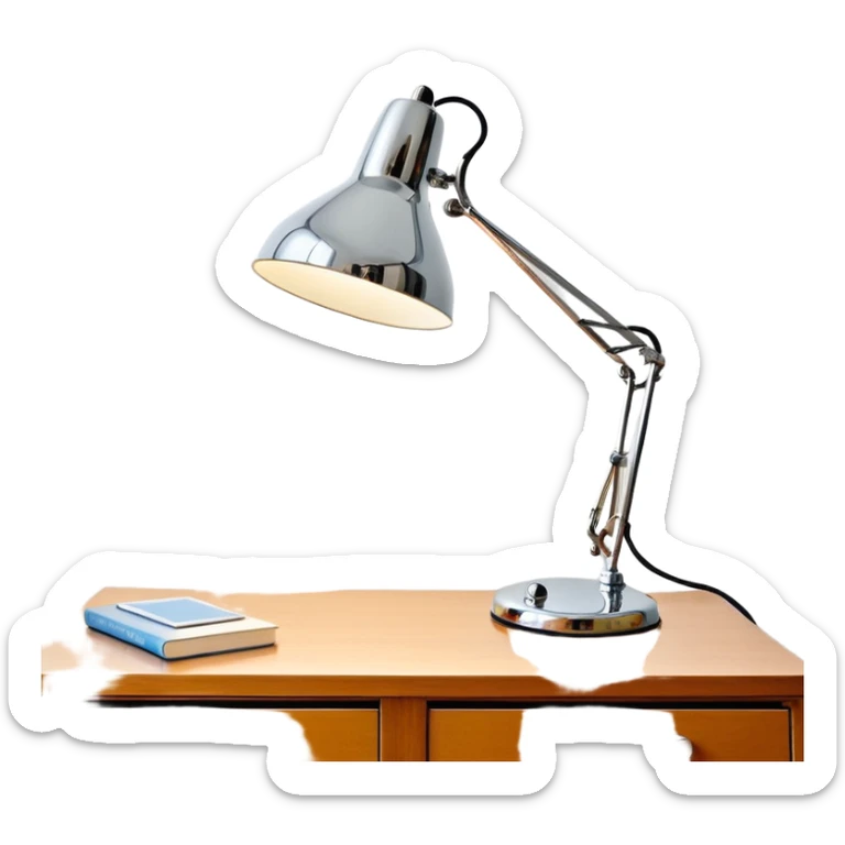 Lamp Poul Henningsen for Louis Poulsen PH 2/1 table lamp in white and chrome on a desk  sticker