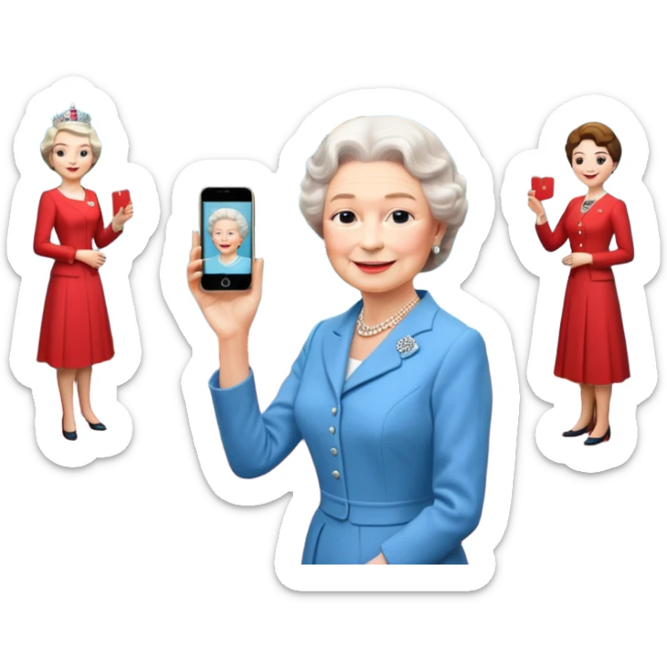 someone who's taking a photo in a room with with the wax figures of the queen elisabeth the II sticker
