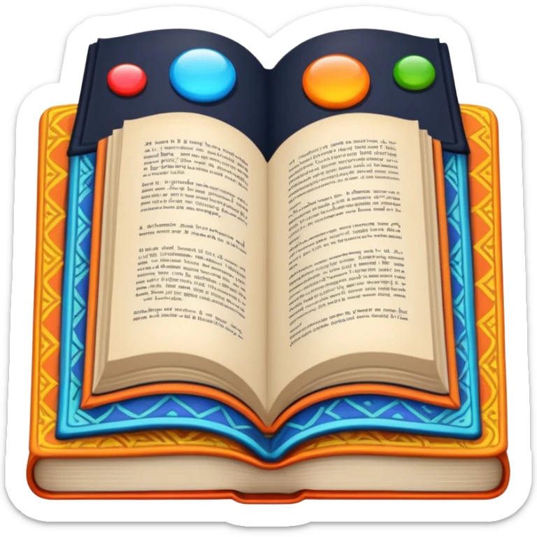 an open book with a dark cover. on the pages of the book, there are examples of tiles in bright colors sticker