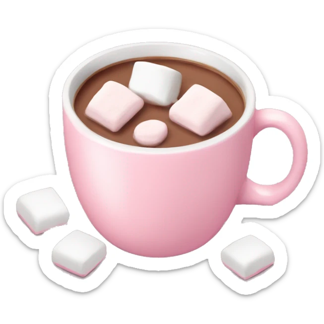 Light Pink mug of hot chocolate with marshmallows  sticker