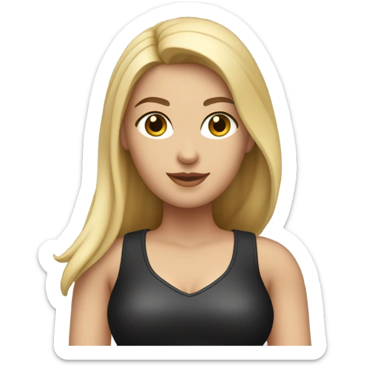 Caucasian Curvy woman with long dark straight hair wearing Mini black leather skirt hyper-realistic  sticker