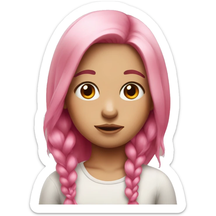 girl with pink hair and instead of eyes she has fish sticker