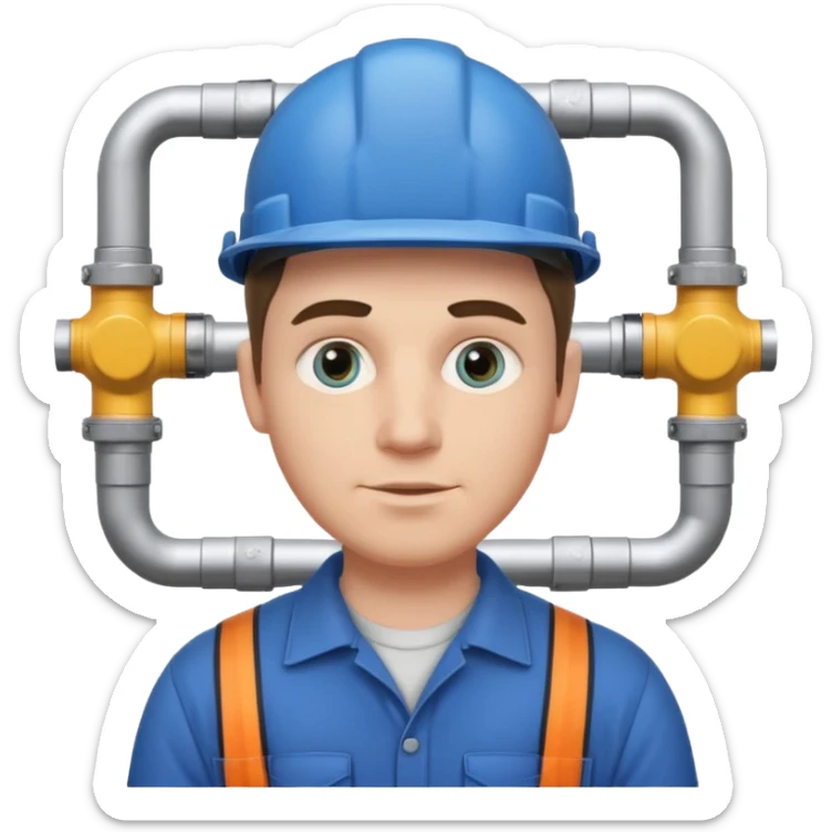 customer. 1 person only white male with shoulder normal person cloths. adult. pipeline technician change the expression and the shape of the face change the color of eyes sticker