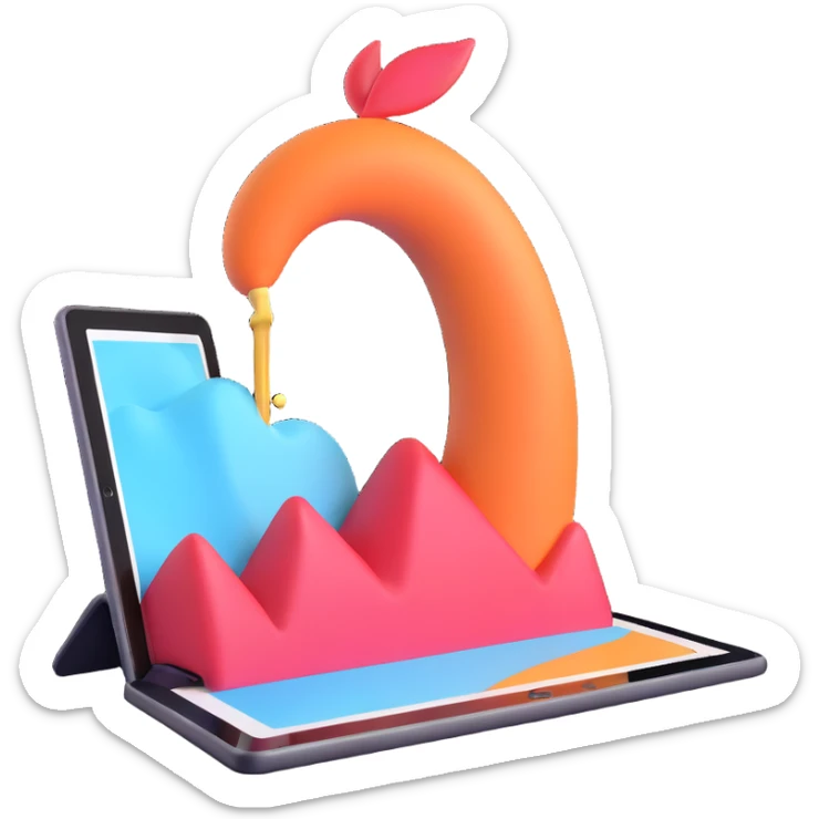 3D surreal iPad, pure minimalism, only the iPad, no branding, unique surreal visual effect sticker