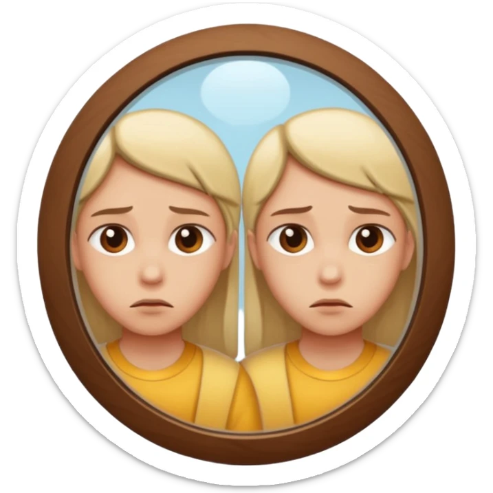 inseguridad corporal: una silueta humana mirando su reflejo con una expresión de duda o tristeza sticker