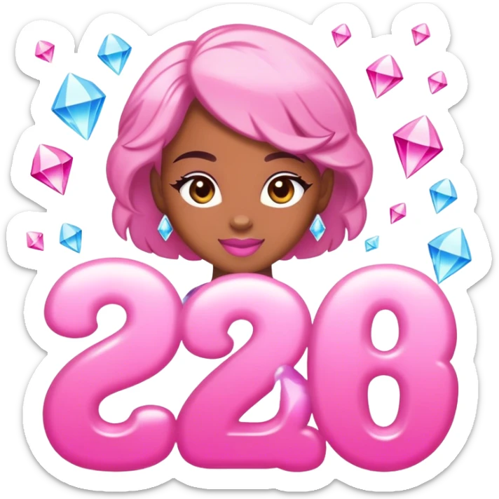 Happy 28th birthday to Imani written in the sky shining like diamonds with pink sticker
