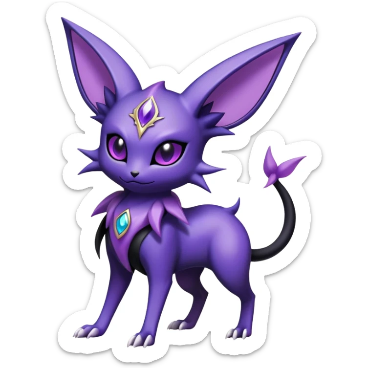 Shiny Exotic Badass Royal Divine Mysterious Gothic Noibat-Espeon-Pokémon-Fakémon-hybrid-creature (full body) sticker
