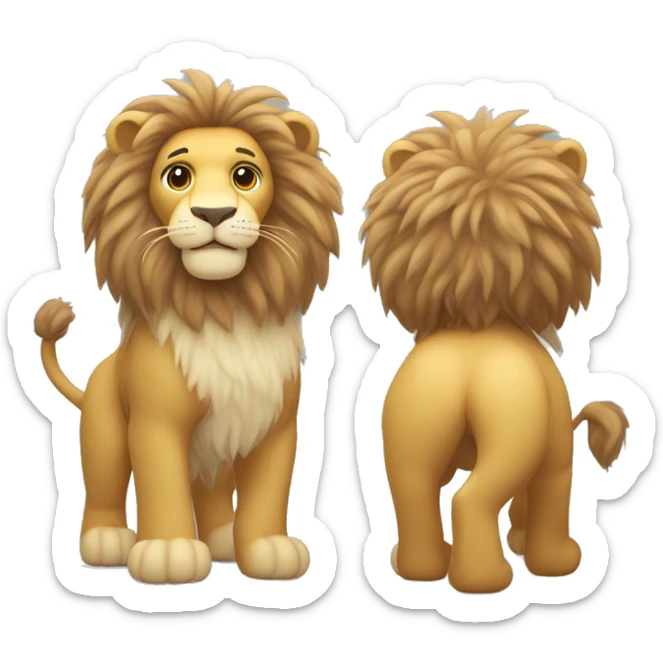 whole body of lion in jellycat style (standing and two sides) sticker