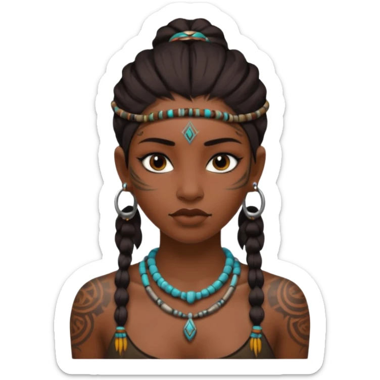 tribal girl Tattooed, DO NOT wearing necklace sticker