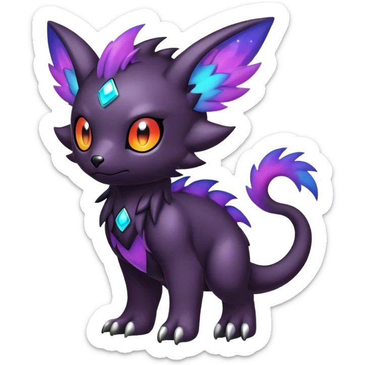 Cute cool colorful dark nebula fantasy-Fakemon-Digimon-animal-hybrid full body sticker