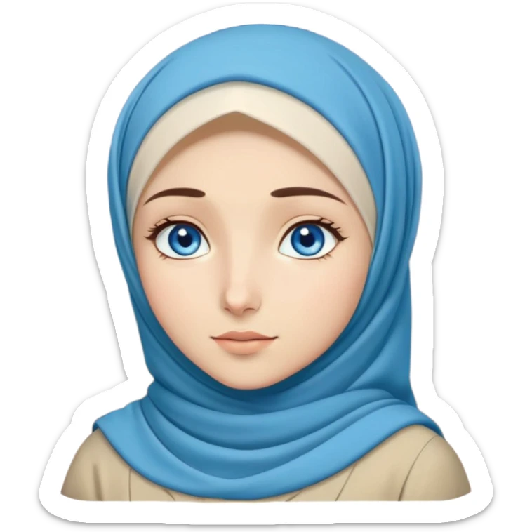 Turkish beautiful finish Konya girl blue eyes with full moon hijab dress and watching the moonlight sky on the ground  sticker