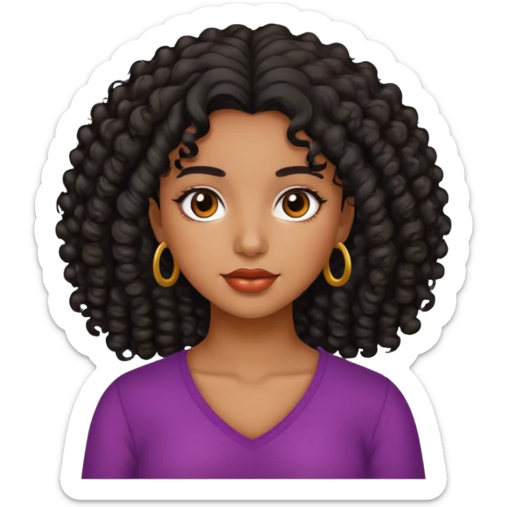 Beautiful Venezuelan girl with brown skin, curly black hair sticker