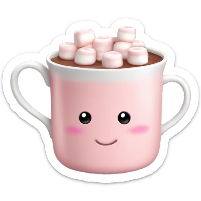 Light Pink mug of hot chocolate with marshmallows  sticker