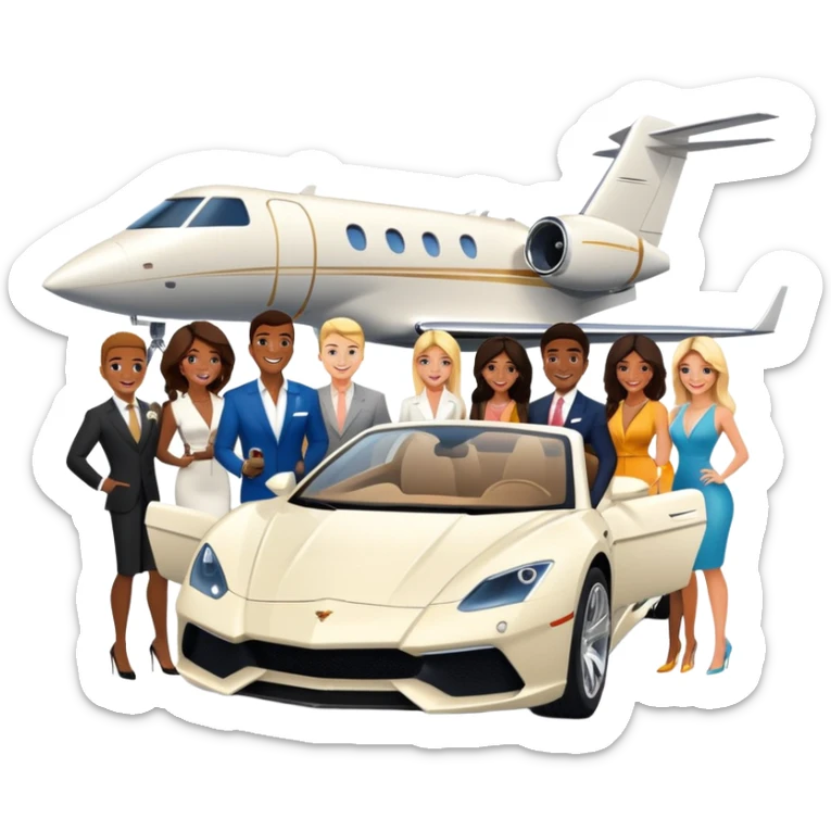 Grant Cardone, Tai Lopez, Josh King Madrid, Alex Hormozi, Iman Gadzhi, Daniel G, Branden Condy, Patrick Bet-David, Dan Henry, Luke Belmar, Shelby Sapp, Leila Hormozi, Tefi Valenzuela, business, influencers, friends, rich millionaire success lifestyle, private jet , supercars, success, sales sticker
