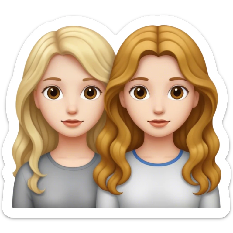 Girl with straight hair and a girl with wavy hair sticker