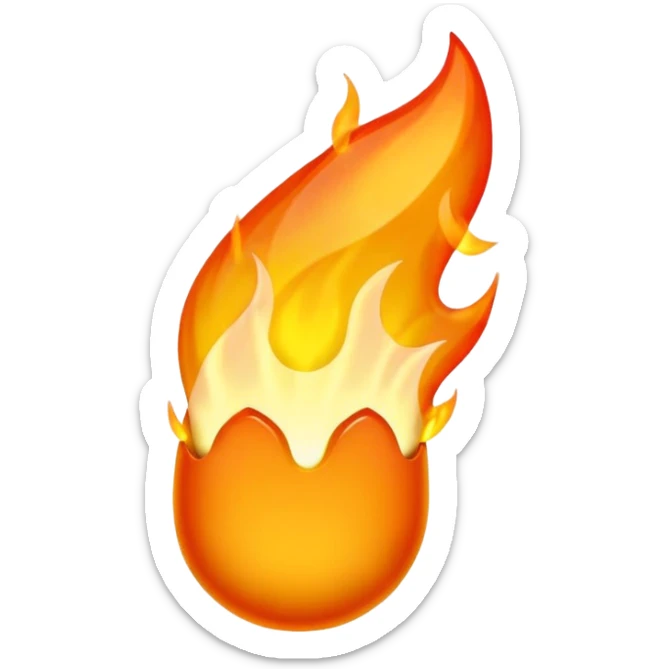Streak / On Fire Emoji

Glossy 3D emoji of a flaming icon or bullet, glowing orange flames, gold reflections. sticker
