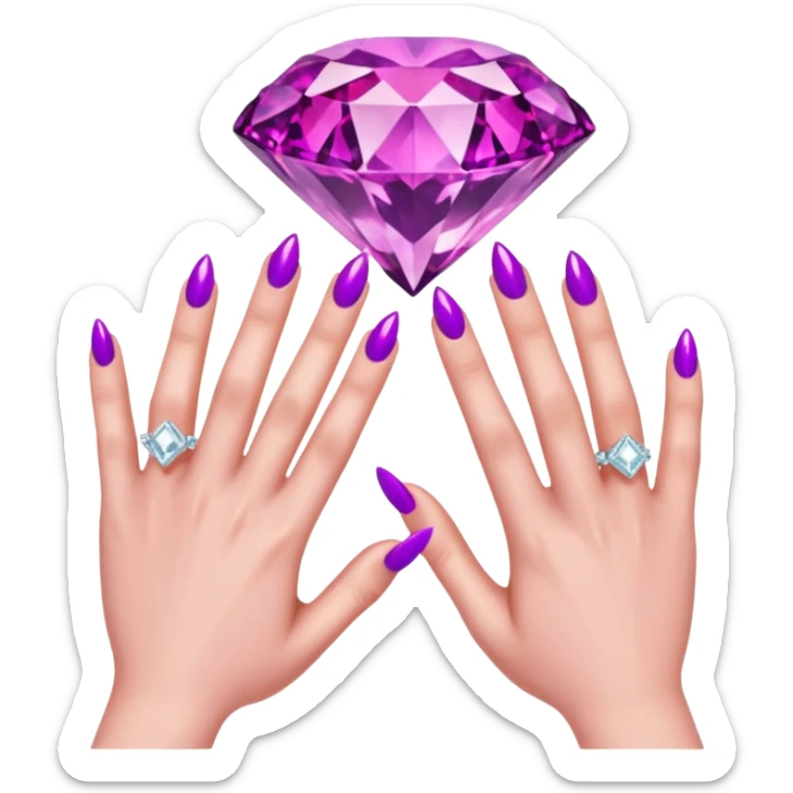 Just the hands Like this 🙏🏼 but Instead of blue hot pink and keep the skin tone the same you can add a purple crystal ring on one hand and a big diamond on the other hand sticker